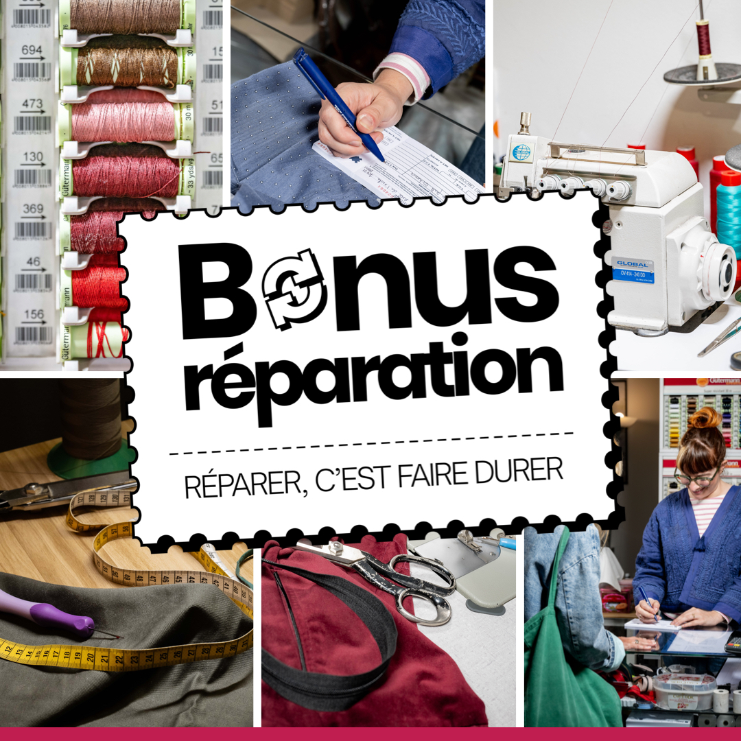 Retouche de vêtement à l'atelier, réparations éligibles au Bonus Réparation